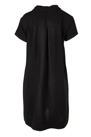 Product shot of the Delta Lino Linen Blend Dress in colour Black (Black), from the back