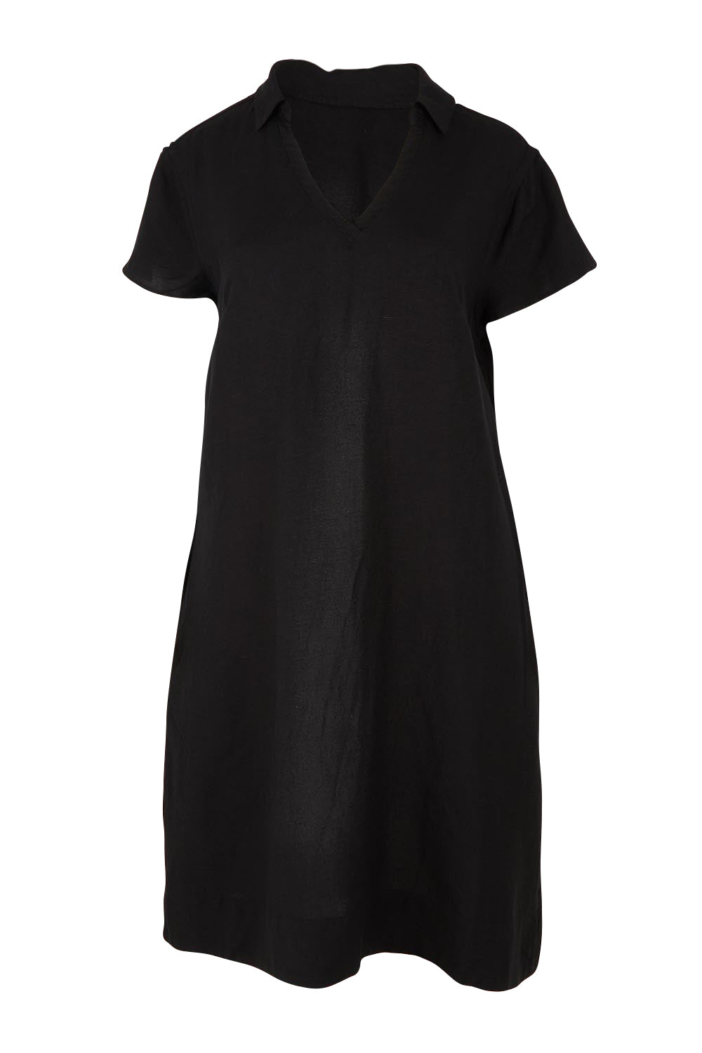 Product shot of the Delta Lino Linen Blend Dress in colour Black (Black), from the front