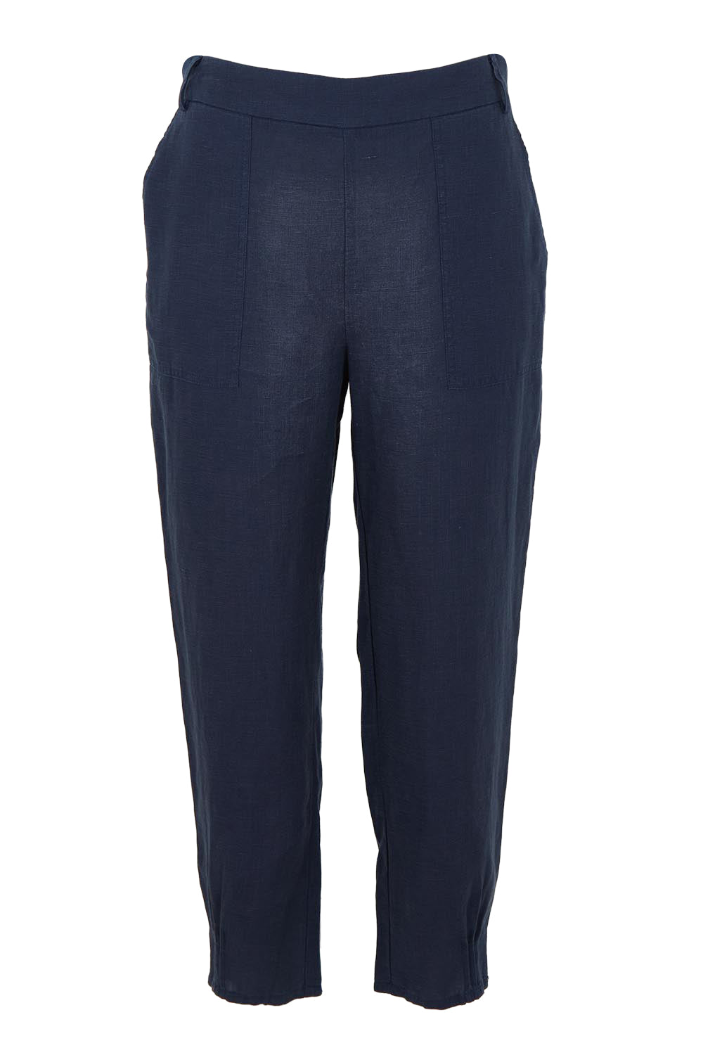 Product shot of the Lino Linen Blend Tapered Pant in colour Navy (Blue), from the front