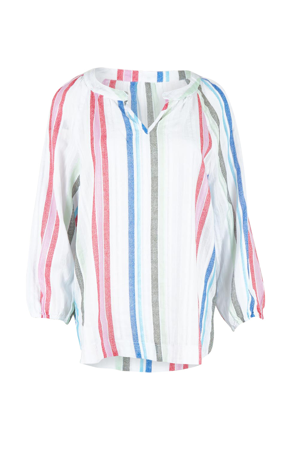 Product shot of the Havana Stripe Cotton Top in colour Basilmulti, from the front