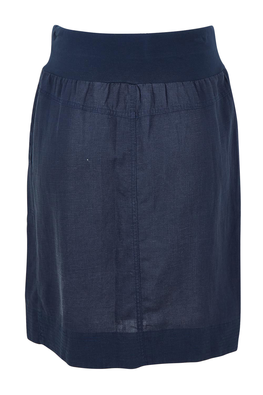 Product shot of the Lino Linen Blend Skirt in colour Navy (Blue), from the back