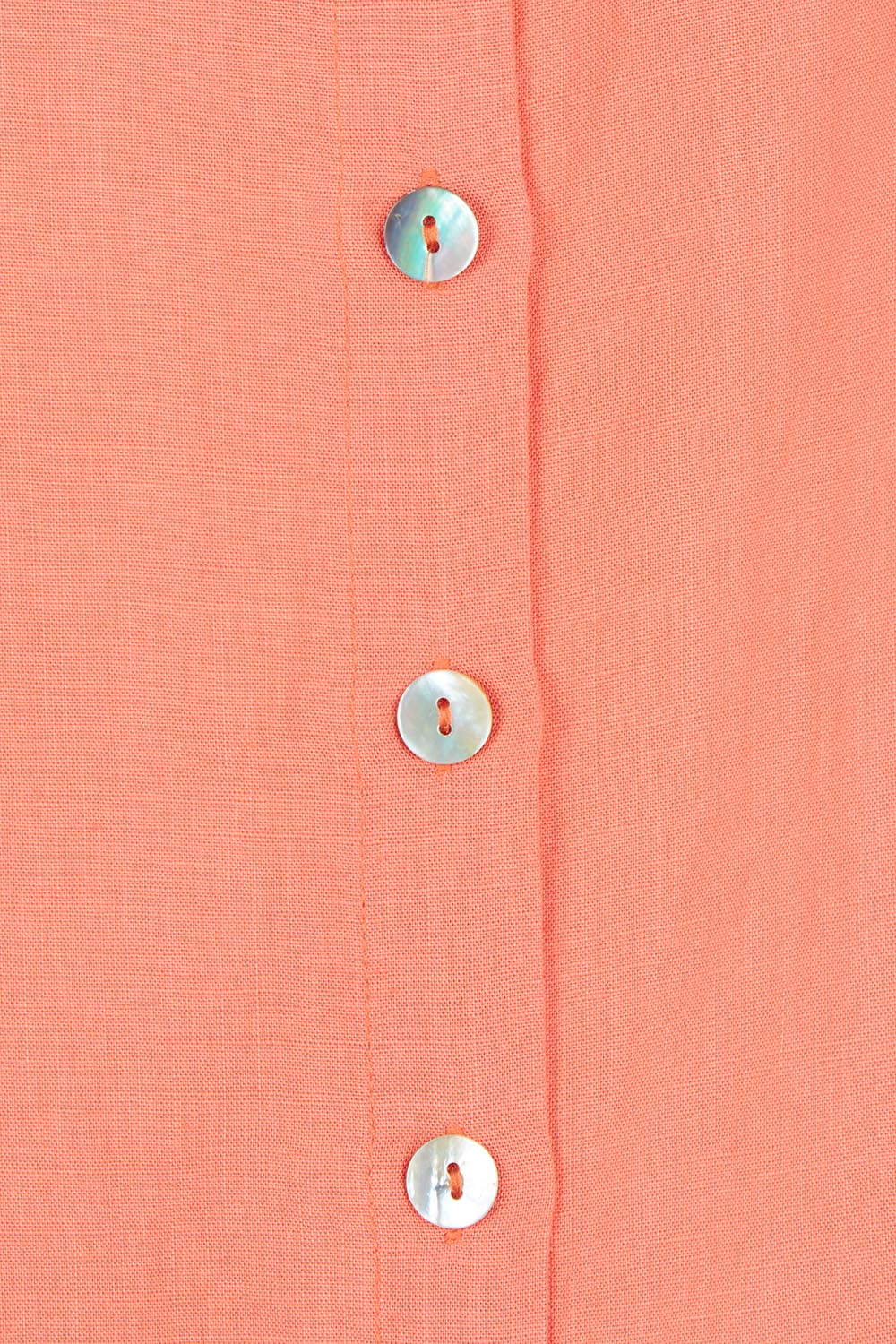Product shot of the Lino Linen Blend Button Back Cami in colour Papaya, detail