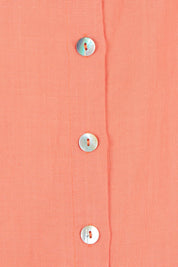 Product shot of the Lino Linen Blend Button Back Cami in colour Papaya, detail