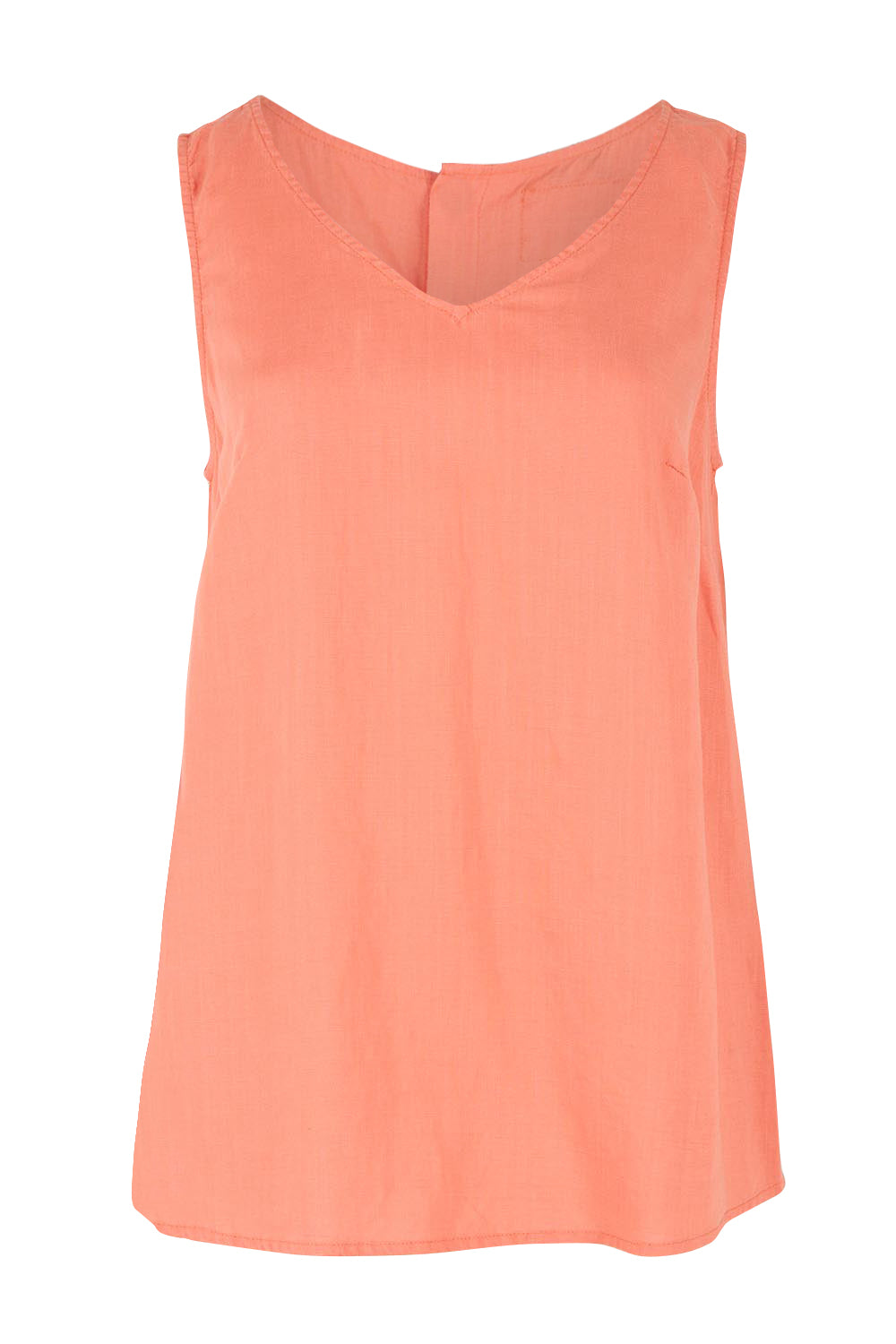 Product shot of the Lino Linen Blend Button Back Cami in colour Papaya, from the front