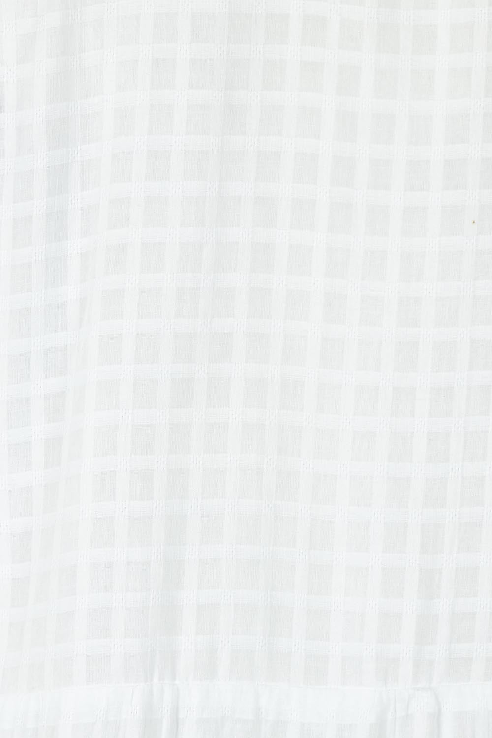 Product shot of the Mykonos Embroidered Cotton Dress in colour White (White), detail