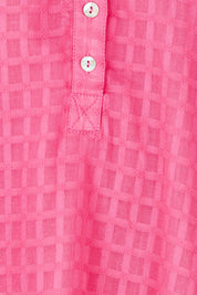 Product shot of the Mykonos Cotton Check Dress in colour Peony (Pink), detail