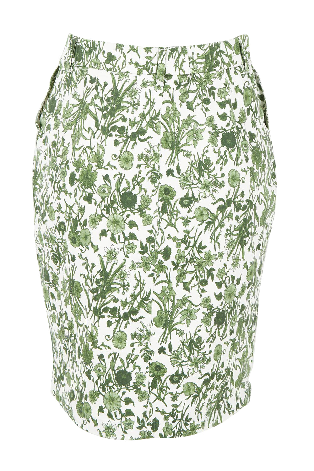 Product shot of the Alexandria Cotton Skirt in colour Basil (Green), from the back
