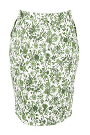 Product shot of the Alexandria Cotton Skirt in colour Basil (Green), from the back