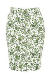 Product shot of the Alexandria Cotton Skirt in colour Basil (Green), from the front