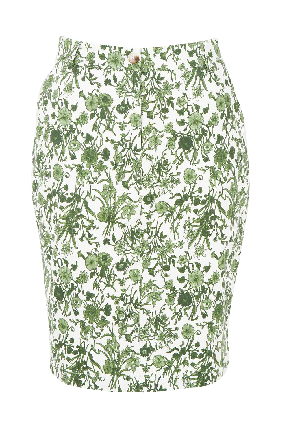 Product shot of the Alexandria Cotton Skirt in colour Basil (Green), from the front