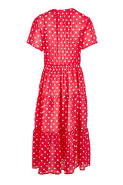 Product shot of the French Rose Dress in colour Red (Red), from the back