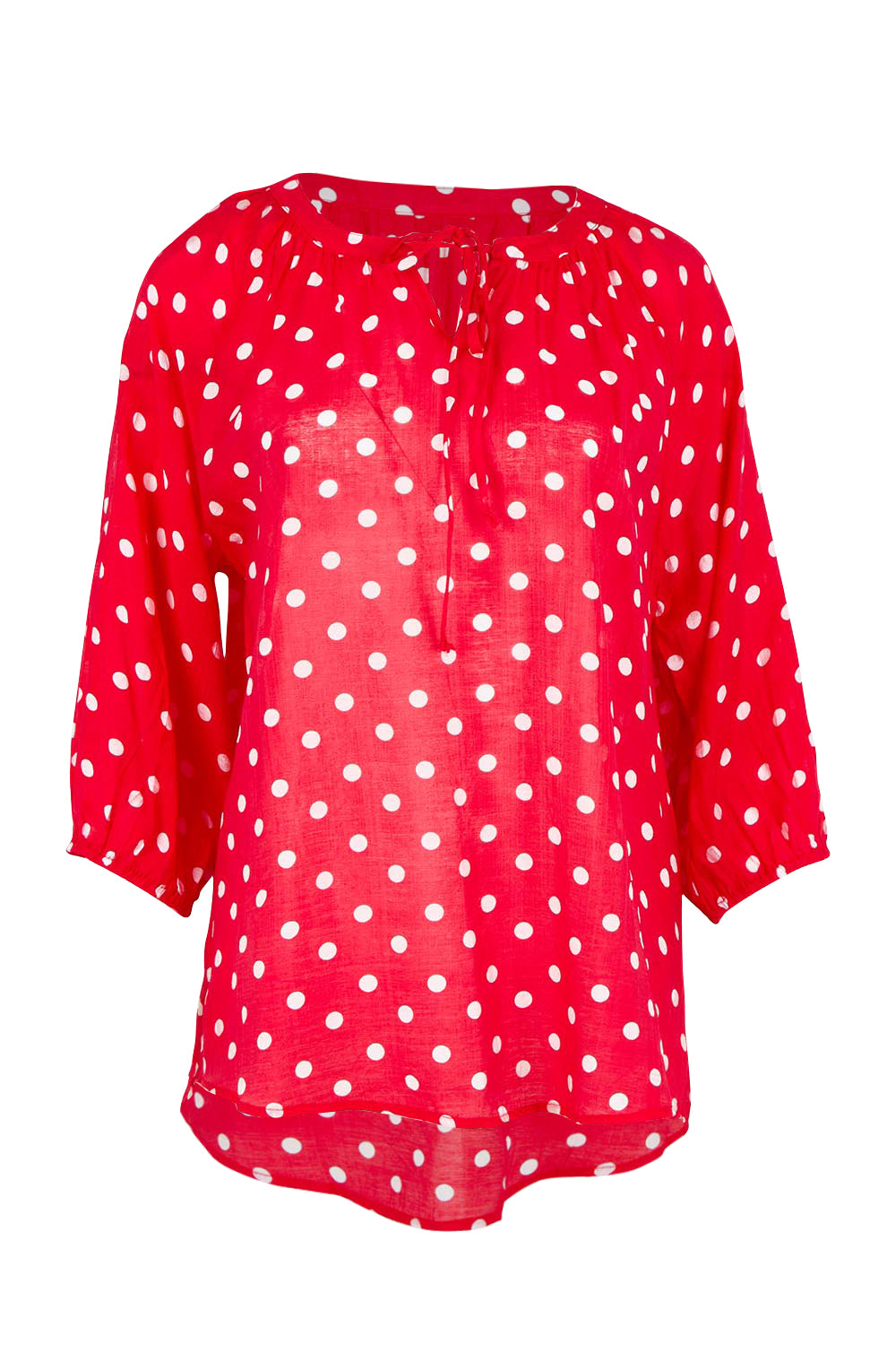 Product shot of the French Rose Blouse in colour Red (Red), from the front