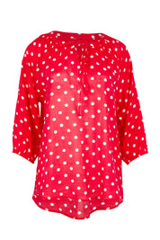 Product shot of the French Rose Blouse in colour Red (Red), from the front