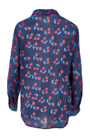 Product shot of the Cherry Delight Shirt in colour Navyred (Blue), from the back