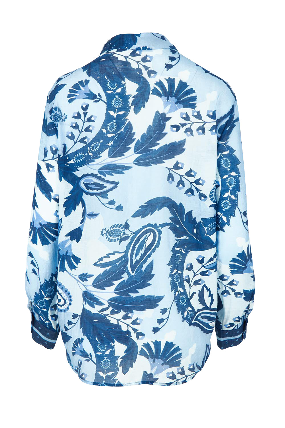 Product shot of the Newport Paisley Shirt in colour Blue (Blue), from the back