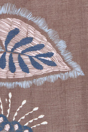 Product shot of the Montana Print Shirt in colour Coffee, detail