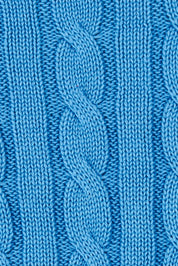 Product shot of the Hampton Cable Knit Jumper in colour Cobalt (Blue), detail