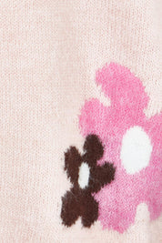 Product shot of the Chelsea Flower Knit in colour Blush (Pink), detail