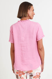 Audrey Ruffle Linen Top - Musk