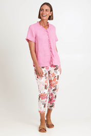 Audrey Ruffle Linen Top - Musk