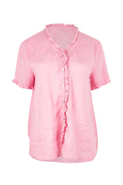 Audrey Ruffle Linen Top - Musk