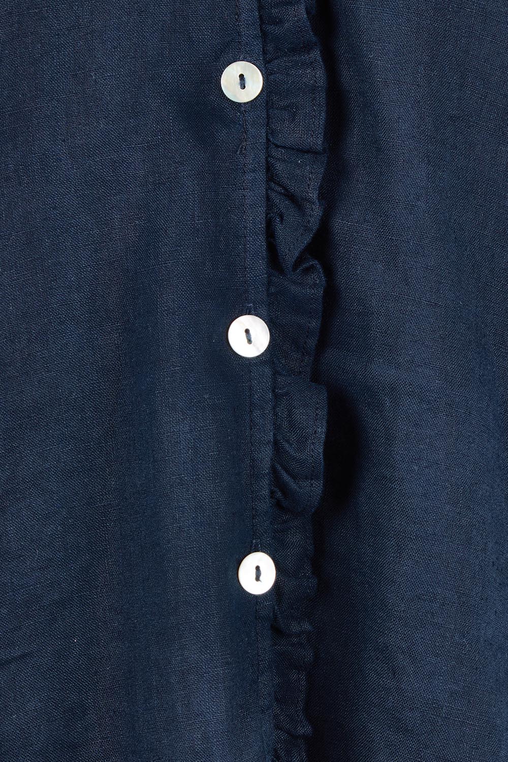 Audrey Ruffle Linen Top - Navy