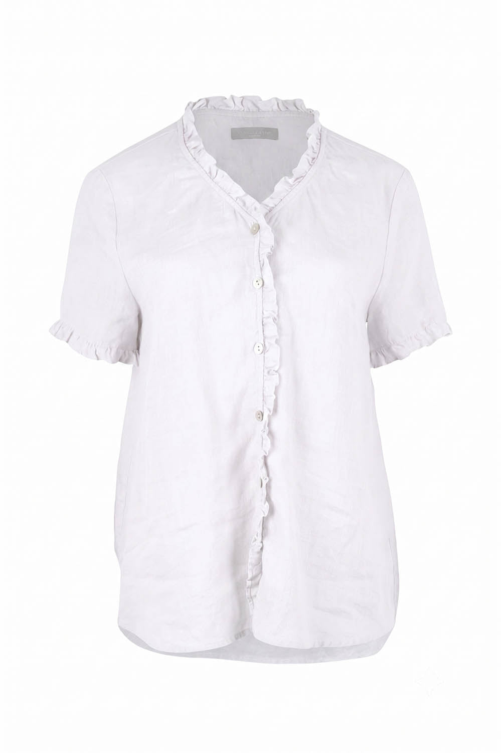 Audrey Ruffle Linen Top - White