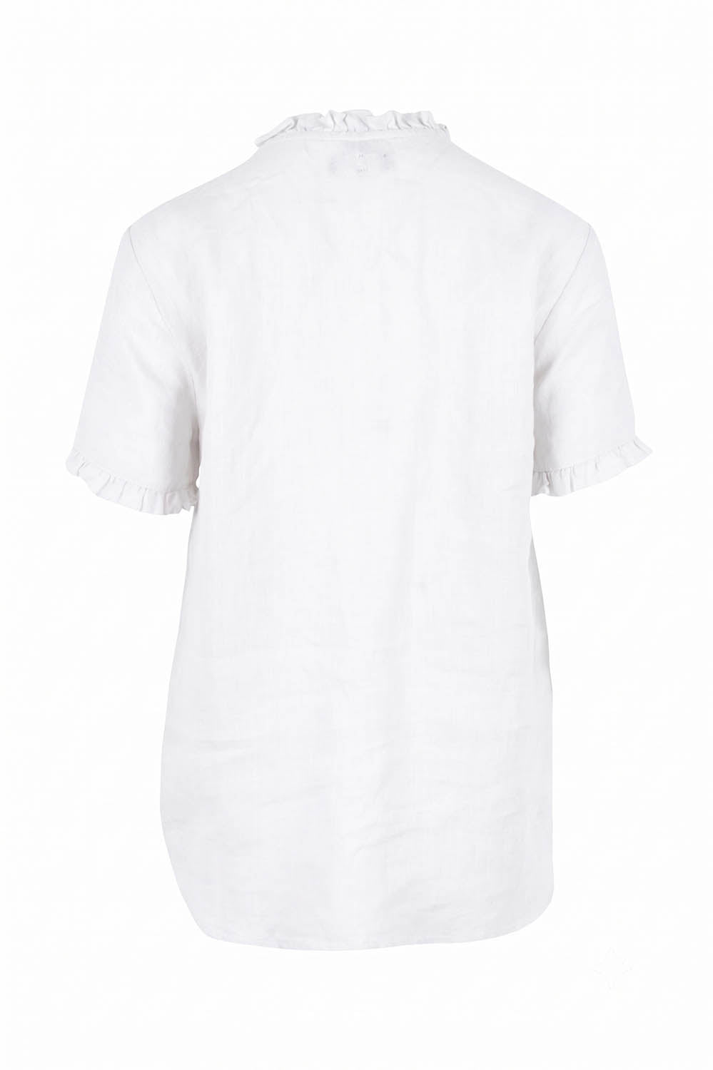 Audrey Ruffle Linen Top - White