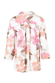 Product shot of the Amalfi Rose Print Shirt – Pinkmulti in colour Pinkmulti, from the back