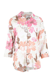 Product shot of the Amalfi Rose Print Shirt – Pinkmulti in colour Pinkmulti, from the front