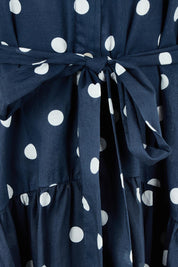 Product shot of the Riviera Spot Dress – Navywhite in colour Navywhite, showing detail