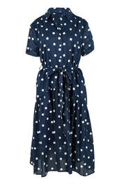 Product shot of the Riviera Spot Dress – Navywhite in colour Navywhite, from the front