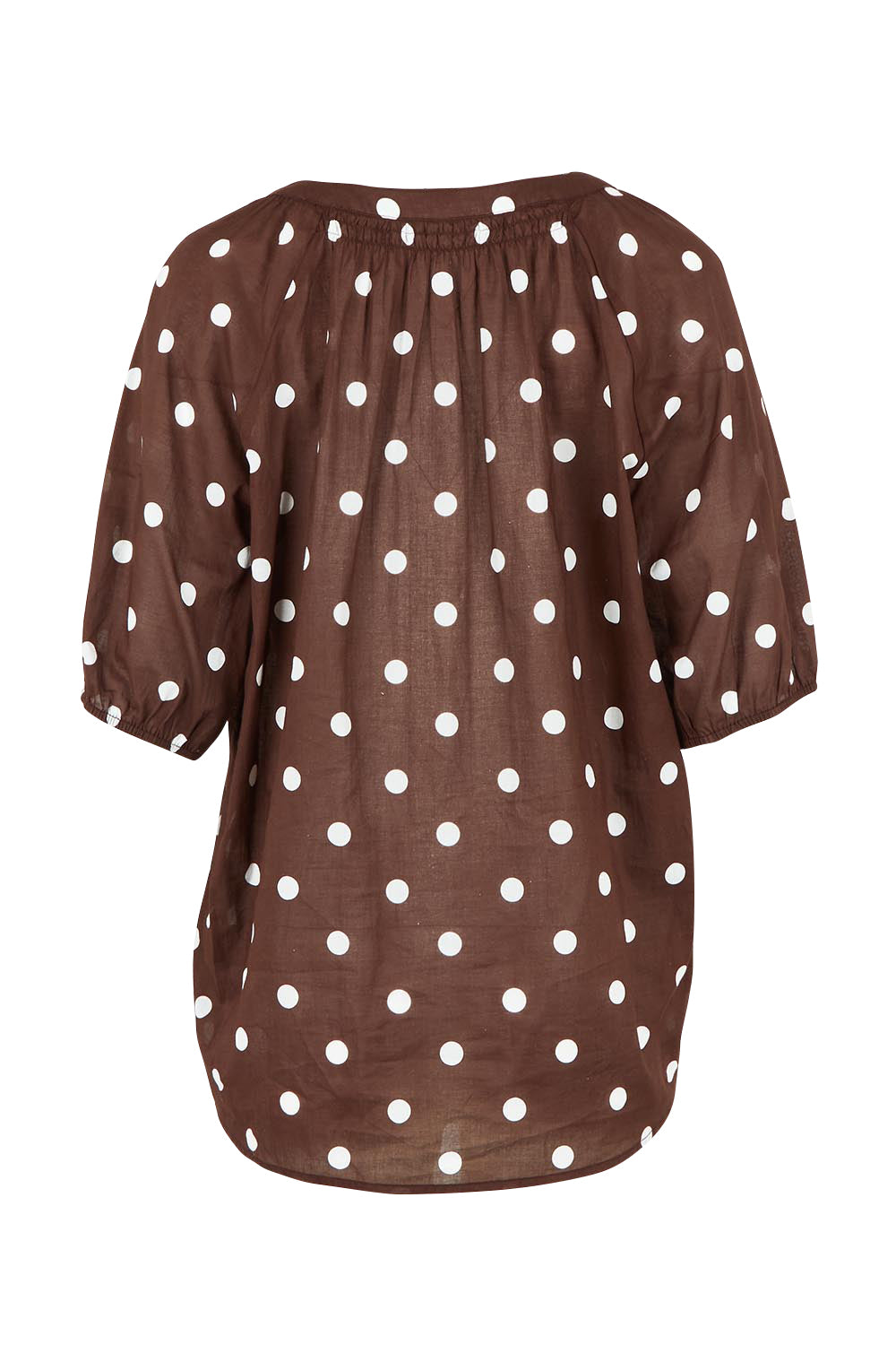 Product shot of the Riviera Spot Top – Coffee in colour Coffee, from the back