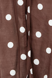 Product shot of the Riviera Spot Top – Coffee in colour Coffee, showing detail
