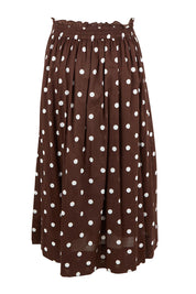 Product shot of the Riviera Spot Skirt – Coffee in colour Coffee, from the back