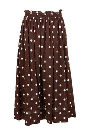 Product shot of the Riviera Spot Skirt – Coffee in colour Coffee, from the front