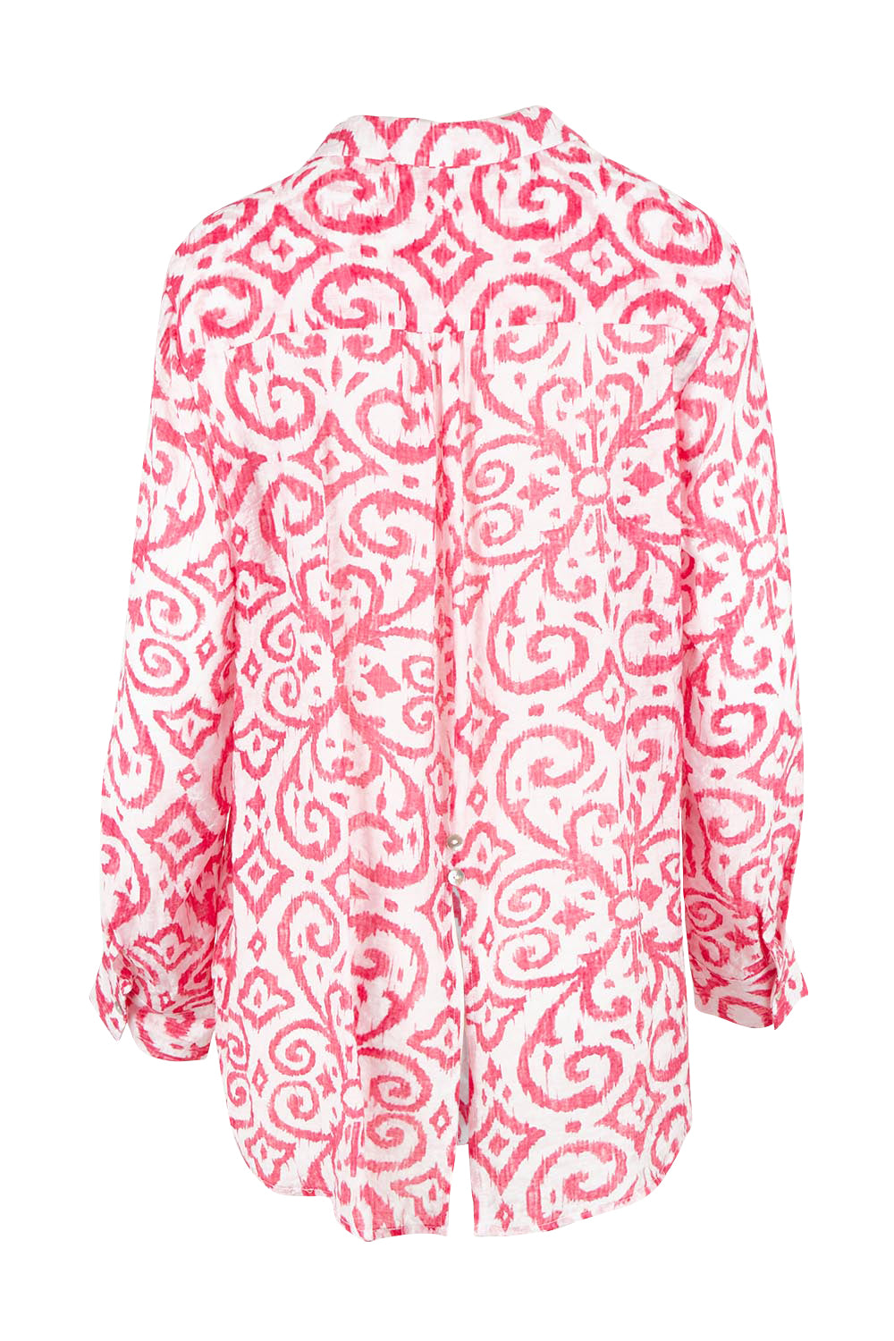 Product shot of the Provence Print Shirt – Raspberry in colour Raspberry, from the back