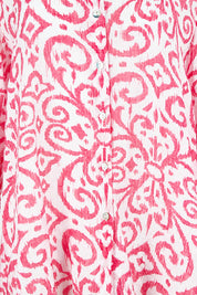 Product shot of the Provence Print Shirt – Raspberry in colour Raspberry, showing detail