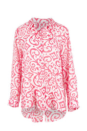Product shot of the Provence Print Shirt – Raspberry in colour Raspberry, from the front