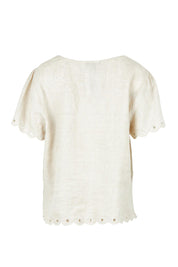 Product shot of the Lilly Linen Top – Natural in colour Natural, from the back