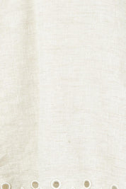 Product shot of the Lilly Linen Top – Natural in colour Natural, showing detail