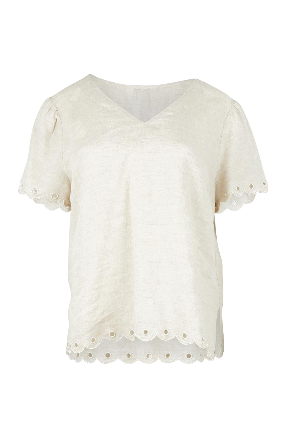 Product shot of the Lilly Linen Top – Natural in colour Natural, from the front