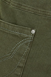 Product shot of the Slim Miracle Denim Jeans in colour Khaki (Green), detail