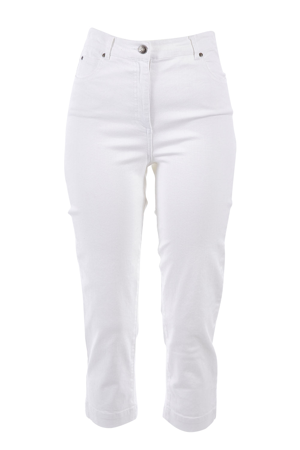 Product shot of the Cropped Miracle Jean in colour White (White), from the front