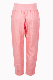 Product shot of the Pull On Linen Pant in colour Coral (Pink), from the back