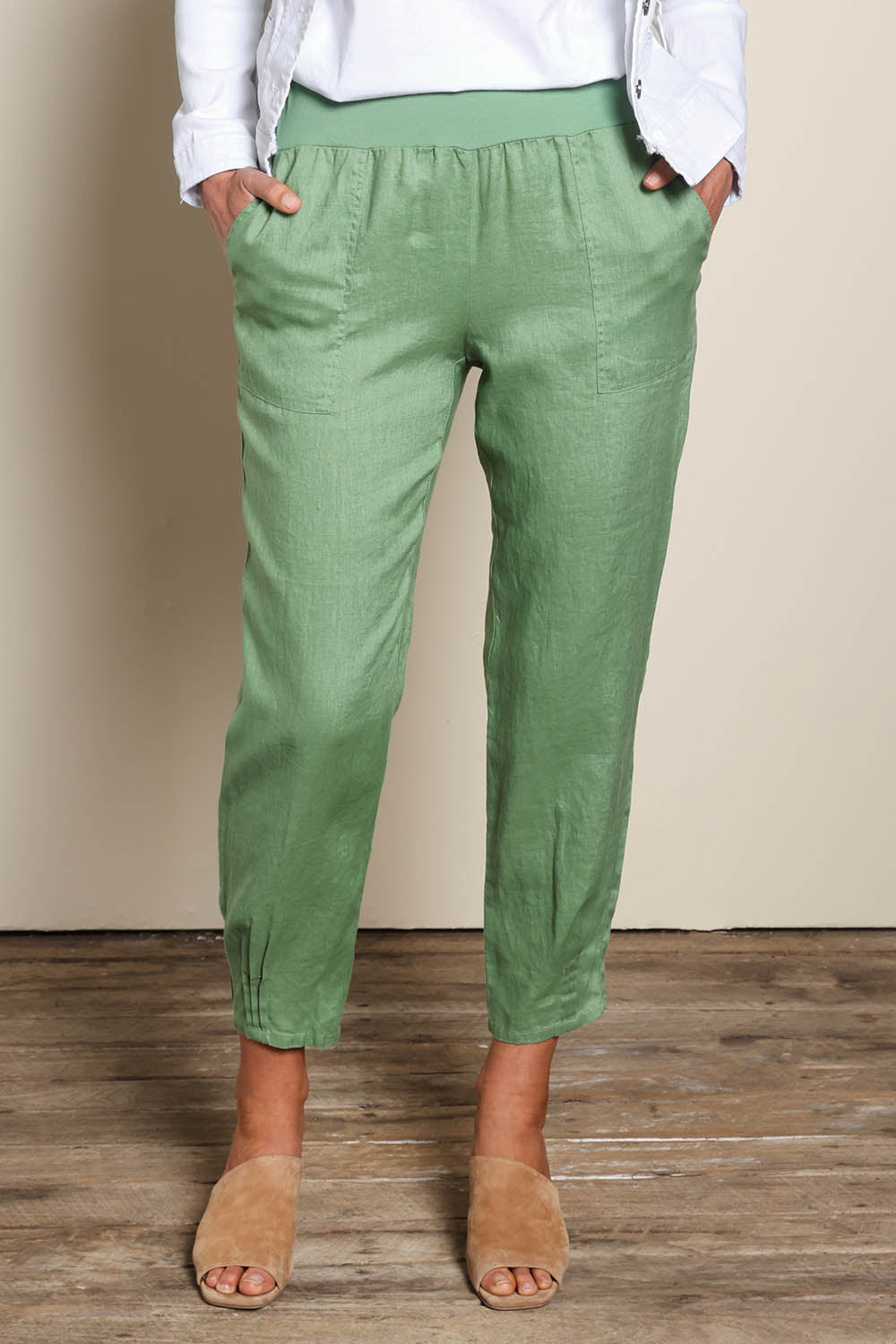 Pull On Linen Pant - Fern