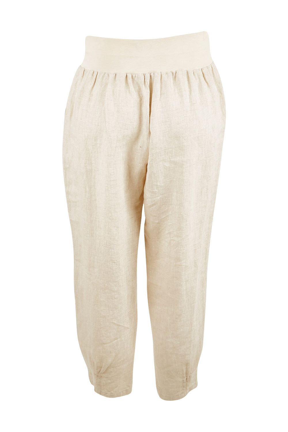 Product shot of the Pull On Linen Pant in colour Natural, from the back