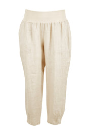 Product shot of the Pull On Linen Pant in colour Natural, from the front