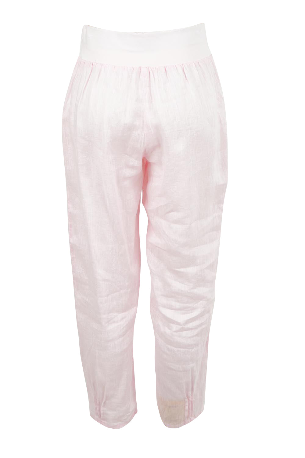 Product shot of the Pull On Linen Pant - Palepink in colour Palepink, from the back
