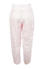 Product shot of the Pull On Linen Pant - Palepink in colour Palepink, from the back